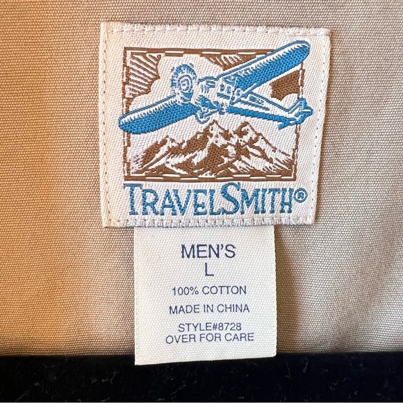 TRAVELSMITH Vintage Khaki Utility Jacket Chore Trench Coat L - Picture 7 of 15